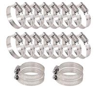 TOCYORIC Glarks 20Pcs 304 Stainless Steel Adjustable 33-57MM Range Worm Gear Hose Clamps Assortment Kit, Fuel Line Clamp for Water Pipe, Plumbing, Automotive and Mechanical Application (33-57MM)