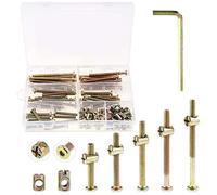 TOCYORIC Keadic 100Pcs M6 40/50/60/70/80mm Baby Bed Screws Hardware Replacement Kit, Hex Socket Head Cap Screws Nuts for Furniture Cots Beds Crib, 1 Hex Key for Free - Zinc Plated High Speed Steel