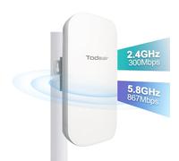 TODAAIR Estensore WiFi esterno con porta Ethernet, modalità AP Dual Band 5 GHz/2,4 GHz, ripetitore di segnale AC1200, fino all'89% in più di larghezza di banda rispetto alla banda singola, copre fino
