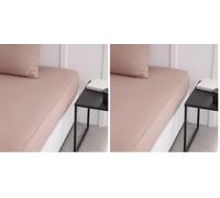 TODAY Essential - Lenzuolo con angoli, 160 x 200 cm, 2 persone, 100% cotone, tinta unita, rosa delle sabbie (Confezione da 2)