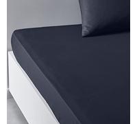 TODAY Essential - Lenzuolo con angoli, 90 x 190 cm, 1 persona, 100% cotone, tinta unita, colore: Blu