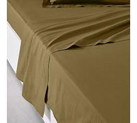Today Essential - Lenzuolo piatto 2 persone 240 x 300 cm, in cotone, tinta unita, colore: marrone, regina