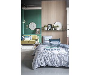 TODAY Giungla Dream Parure Copripiumino, Cotone, Grigio/Bianco/Verde, 260 x 240 cm