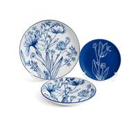 Today Home, Servizio piatti per 6 persone, 18 pezzi, Porcellana, Tulip Blu, Adatto: Microonde e Lavatoviglie