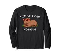 Today I Did Nothing Divertente Pigro e Cool Capybara Maglia a Manica