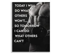Today I Will Do What Others Wont Inspirational Quote Vintage Workout Poster Bodybuilding Motivation Wall Art For Home Gym Office Strength Training Decor(Unframed,08x12inch(20x30cm))