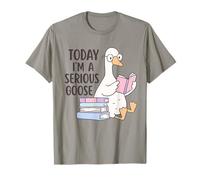 Today I'm A Serious Goose Funny Goose Lover Bookworm Reading Maglietta
