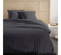 TODAY Parure da letto matrimoniale 260 x 240 cm, garza di cotone tinta unita a carboncino