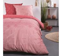 TODAY Parure da letto matrimoniale con stampa geometrica arrotondata in cotone Sunshine, 220 x 240 cm, colore: Rosa