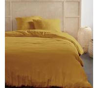 TODAY Parure da letto per 2 persone, 240 x 220 cm, garza di cotone, tinta unita, colore: Ocre, giallo