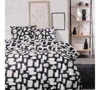 TODAY Sunshine - Parure da letto matrimoniale reversibile, in cotone, con stampa di schizzi, 240 x 260 cm, colore: Nero/Bianco