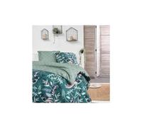 TODAY Sunshine - Parure da letto matrimoniale reversibile, in cotone, motivo: uccelli e vegetali, 240 x 260 cm, colore: verde