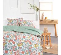 TODAY Sunshine - Parure da letto matrimoniale reversibile in cotone, stampa vegetativa, 240 x 220 cm, colore: blu/giallo