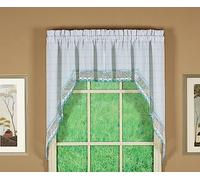 Today's Curtain Adirondack - Festone per uncinetto a 2 tonalità, 96,5 cm, bianco/blu, 60 W x 38 L