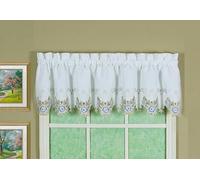 Today's Curtain Verona Home Mantovana, Poliestere, Bianco/Blu, Valance 60" W X 14"L