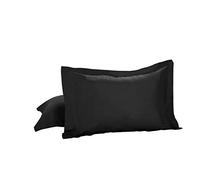 TODAY'S HOME Federe per Cuscino in Morbido Misto Cotone, Stile Classico, Standard, Nero (Confezione da 2)