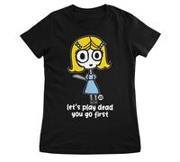 Todd Goldman Art Maglietta Donna Nera Let's Play Dead You Go First Manica Corta