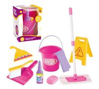 Toddler Broom and Cleaning Set, Housekeeping Pretend Tools, 8,66 x 6,42 x 5,94 pollici Realistic Toy Kit, Safe Sturdy Design for Girls & Boys Ages 3+, Fun Household Cleaning Play