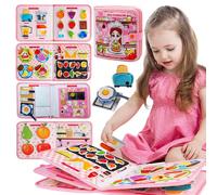 Toddler Busy Board Montessori Kitchen Cook Scene Busy Book Giocattoli educativi sensoriali per la scuola materna Giocattoli da viaggio in feltro per i più piccoli Sviluppano le abilità di vita di base