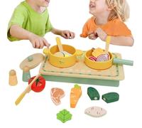 Toddler Girl Kitchen - Giocattoli da cucina per bambini, set da cucina per bambini | Utensili da cucina in legno con vasi realistici, pale, verdure per migliorare il motore fine