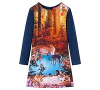Toddler Girl's - Maglietta a maniche lunghe, blu navy, stampa cervo, morbido cotone, collo rotondo, chiusura lampo, taglia (anni), comoda autunno per bambini, Blu mare, 110