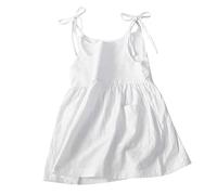 Toddler Kids Girls Solid Cotton Linen Tasche Senza Maniche Cinghie da Spiaggia Abito da Principessa Vestito Farfalle