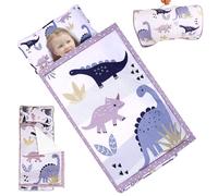 Toddler Nap Mat con Cuscino e Coperta, 49x20 Sacco a Pelo Anti-Kick per Tutto-Piccolo con Maniglia, Tappetino Portatile per Prescolare, asilo nido.