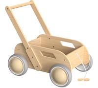 Toddler Push & Pull - Passeggino in legno, per bambini e bambine, giocattolo per primi passi con ruote, regalo per compleanno, Natale, naturale