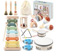 Toddler - Set di strumenti musicali 11 in 1, colori neutri, montessori, strumenti musicali per toddlers, strumenti a percussione per bambini da 1 a 3 anni, giocattolo per bambini