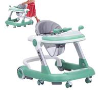 Toddler Walker pieghevole - Walker di attività del bambino regolabile con sedile di lino | Modalità di spinta e sit, progettazione di sicurezza per paraurti anti-collisione | Camminatori pieghevoli le