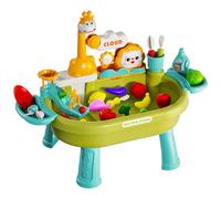 Toddler Water Table Toy - 4-in-1 Kids Play Sink With Electric Faucet, Pretend Kitchen & Fishing Game | Outdoor Summer Sand & Water Table,Children's Play Kitchen Gift For Boys Girls