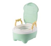 Toddlers Training Toilet, Cute Potty Training Toilet with Elevated and Grooved Design Handles Toddlers Toilet Trainer for Kids Boys Girls (Green)
