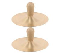 Toddmomy 1 paio di mini piatti a mano - Piatti a percussione per bambini in rame con impugnatura in legno per ballare e per le lezioni - Strumento musicale giocattolo per feste
