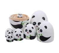 Toddmomy 1 set di bambole nidificanti: bambole nidificanti in legno a forma di panda per bambini - set di giocattoli impilabili fatti a mano in Russia - giocattolo impilabile fatto a mano in stile