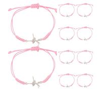 Toddmomy 10 braccialetti con ciondolo a forma di ballerina per la squadra di danza - Regali per spettacoli di danza sportiva intrecciati a mano per donne - Gioielli rosa intrecciati per figlie,