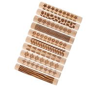 Toddmomy 10 Pezzi Rullo Texture per Argilla in Legno Resistente alla Deformazione Manico Ergonomico, Strumento Portatile per Modellazione Ceramica in Studio e Artigianato