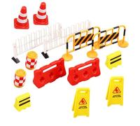 Toddmomy 14 Pezzi Miniature Stradali Giocattoli Educativi per Coni e Segnali di Delimitazione Plastica per Scenari Miniatura e Apprendimento Regole della Strada
