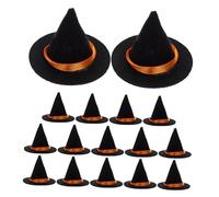 Toddmomy 16 Mini Cappelli Strega in Nero per Tappi Bottiglie Halloween Copritappi Decorativi Eleganti e Resistenti Accessori Miniature per Feste e Lavoretti Creativi