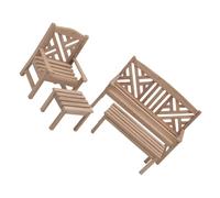 Toddmomy 1set Miniature Wooden Garden Furniture Scale Dollhouse Accessories with Table Bench Chair and Loveseat for Kids Imagination and Room Decoration
