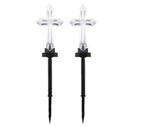 Toddmomy 2 luci a LED a forma di croce per cimitero: luci solari a LED a colori variabili per cimitero, ideali per tombe, per esterni. Lampada da giardino a forma di croce commemorativa impermeabile,