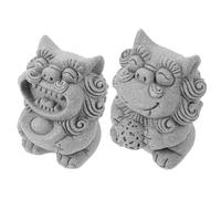 Toddmomy 2 Pezzi Ornamento di Pietra Figura Arredamento in Miniatura Ornamento del da Scrivania Criniera Ricchezza Statua del Guardia Arenaria Roccia Light Grey