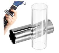 Toddmomy 2 pezzi Standard Guitar Slide in Vetro Trasparente e Acciaio Inox Medio Bottleneck per Chitarra e Basso Accessori Chitarra Professionali per Sostenuto Superiore e Suono Nitido