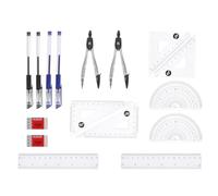 Toddmomy 2 Set Set da Disegno Compasso e Righello 15cm, Plastico | Studenti e Progettisti, Borsa Inclusa, Facile da Portare e Riporre, Completi