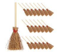 Toddmomy 20 mini scope: scope artificiali di paglia di Halloween con corde rosse per accessori per la casa delle bambole e del paesaggio del giardino delle fate