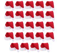 Toddmomy 24pz Cappelli di Natale, Cappelli di Babbo Natale Candy, Decorazioni per Feste di Natale Rosse in Tessuto Non Tessuto, 7.5 x 3 cm