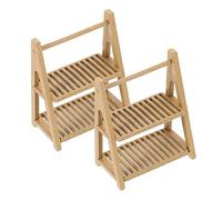 Toddmomy 2pezzi Miniature Furniture Decorative Wooden Bread Rack for Dollhouses Adorable Home Décor Accessories for Imaginative Play and Miniature Scenes
