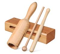 Toddmomy 2sets Strumenti Percussivi Legno Blocchi Sonori e Tubo Portatile Con Bacchette Legno Per Sviluppo Musicale e Educativo Dei