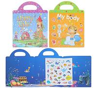 Toddmomy 3 set Libro Adesivi Riutilizzabili Scene Educative Corpo Oceano e Principesse Sticker Book per Bambina per Imparare e Giocare Creativamente