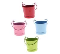 Toddmomy 4 Pezzi Mini Secchi in Metallo Colorati per Casa delle Bambole Piccoli Secchielli in Lamiera Resistente con Manico Ornamento Miniatura Realistico per Decorazioni e Conservazione