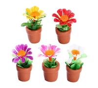 Toddmomy 5pezzi Miniature Plant Model Vivid Bonsai Potted Plants for Doll House Decoration Realistic Faux Flowers for Home Office and Garden Decor